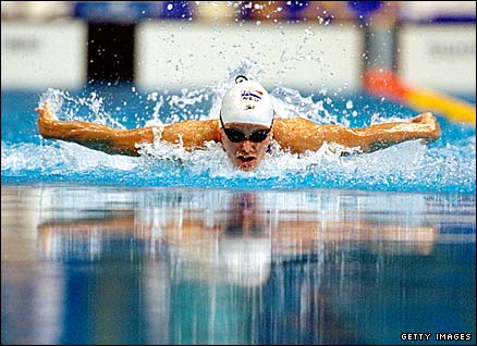 Holland's Inge de Bruijn wins the 100m butterfly at the 2000 Olympics