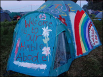 'Welcome to our humble abode' tent