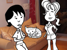 Helen and Alice in the sittingroom