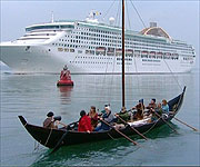 Mark Horton sailing in The Solent on a half scale replica of a Saxon ship